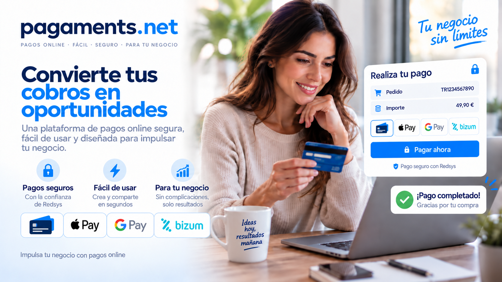 PAGAMENTS.NET: cobros online con tarjetas, Apple Pay, Google Pay y Bizum